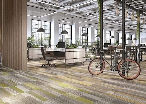 「DAY′SCAPE アーバンリフレクション」 幾何学的な直線フレームにアクセント⾊を組み合わせ、都市の街並みと光の反射から生み出される多様な光の⾊彩を表現。