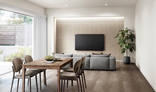 アクセントクロスとして人気のマテリアル柄も充実