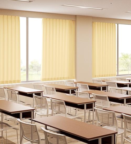 教育施設向けの高耐久機能付きドレープ「タフピール」